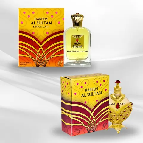 Hareem Al Sultan Gold Perfume Oil & Eau De Parfum Spray (Combo Pack) By Khadlaj