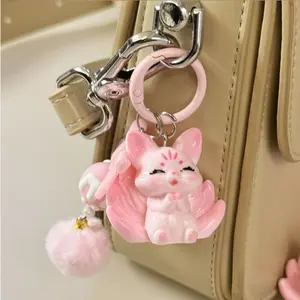 Girl Nine Tailed Fox Cartoon Fashion Pendant Bag Decoration Keychain Cute Student Hanging Gift