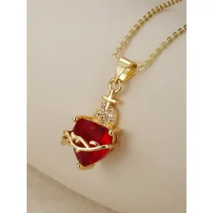 Veliora Gift S Vintage Heart Cross Pendant Prom  with Zircon, Fashionable Elegant Women's Jewelry, Perfect Valentine's Day Gift, Heart Design  initial Rose Bear Necklace
