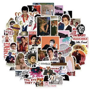 50pcs Movie Scarface Stickers Decals Waterproof DIY Graffiti Skateboard Laptop Stationery Cartoon Cool Sticker Toys Gifts Al Pacino Tony Montana The World Is Yours