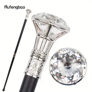 Transparent Diamond Type White Walking Stick Fashion Decorative Walking Cane Gentleman Elegant Cosplay Cane Knob Crosier 90cm