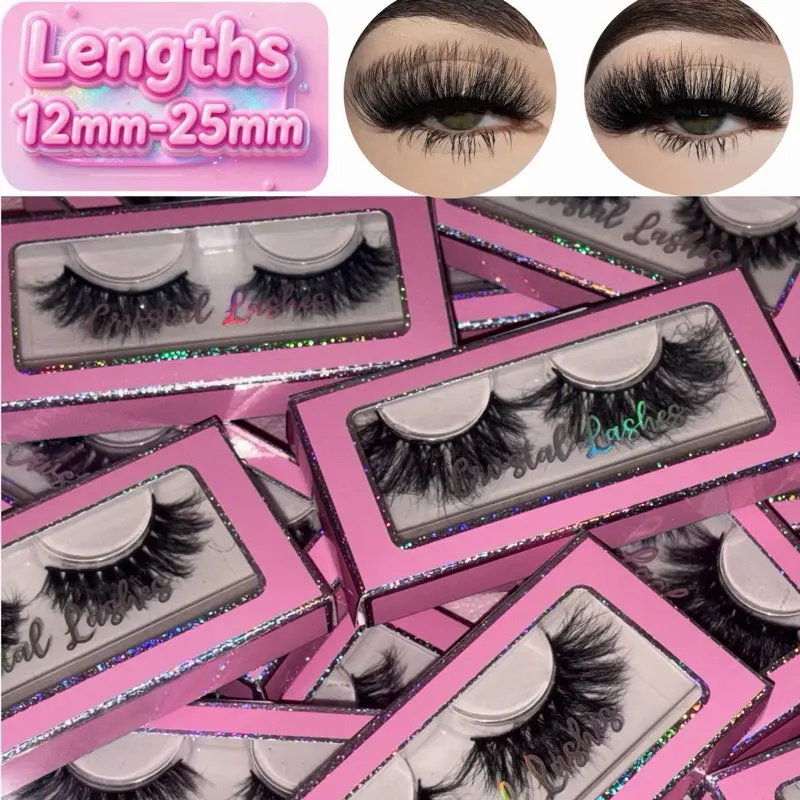Fluffy Lashes 1 Pair 10mm-25mm Choose Length Full Volume Faux Mink Lightweight Reusable High Quality False Eyelashes for Everyday Wear Makeup Cosmetic