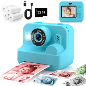 Color Instant Print Camera, 16x Digital Zoom, HD Digital Camera with SD Card, 4 Color Printing Papers, DIY Instant Printer, Christmas Birthday Gift