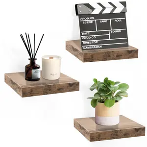 Sorbus Square Floating Shelf with Invisible Mounting Brackets - 3 Small Shelves - 9" Wall Shelf for Decor Hanging Matte Set Wood