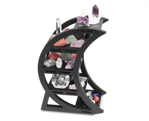 Black Witchy Decor Crescent Moon Phrase Decorative Shelves for Table Top - Unique Crystal Shelf Display Stand
