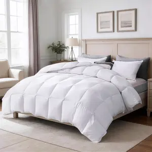 White Blended Fiber Comforter King Size 106"x90" – Lightweight Soft Down Alternative Quilted Duvet Insert for Spring Fall – Machine Washable Breathable Bed Comforter