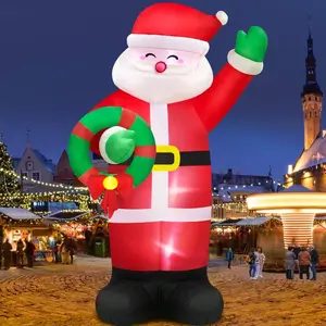 12 Feet Giant Christmas Inflatable Santa Outdoor Courtyard Decoration, Huge with Garland Built-in LED Lights Waterproof Decoration Suitable for Party Garden Hall Square Office Claus Tree Costume decoradoras de eventos spider web light decorative ornament