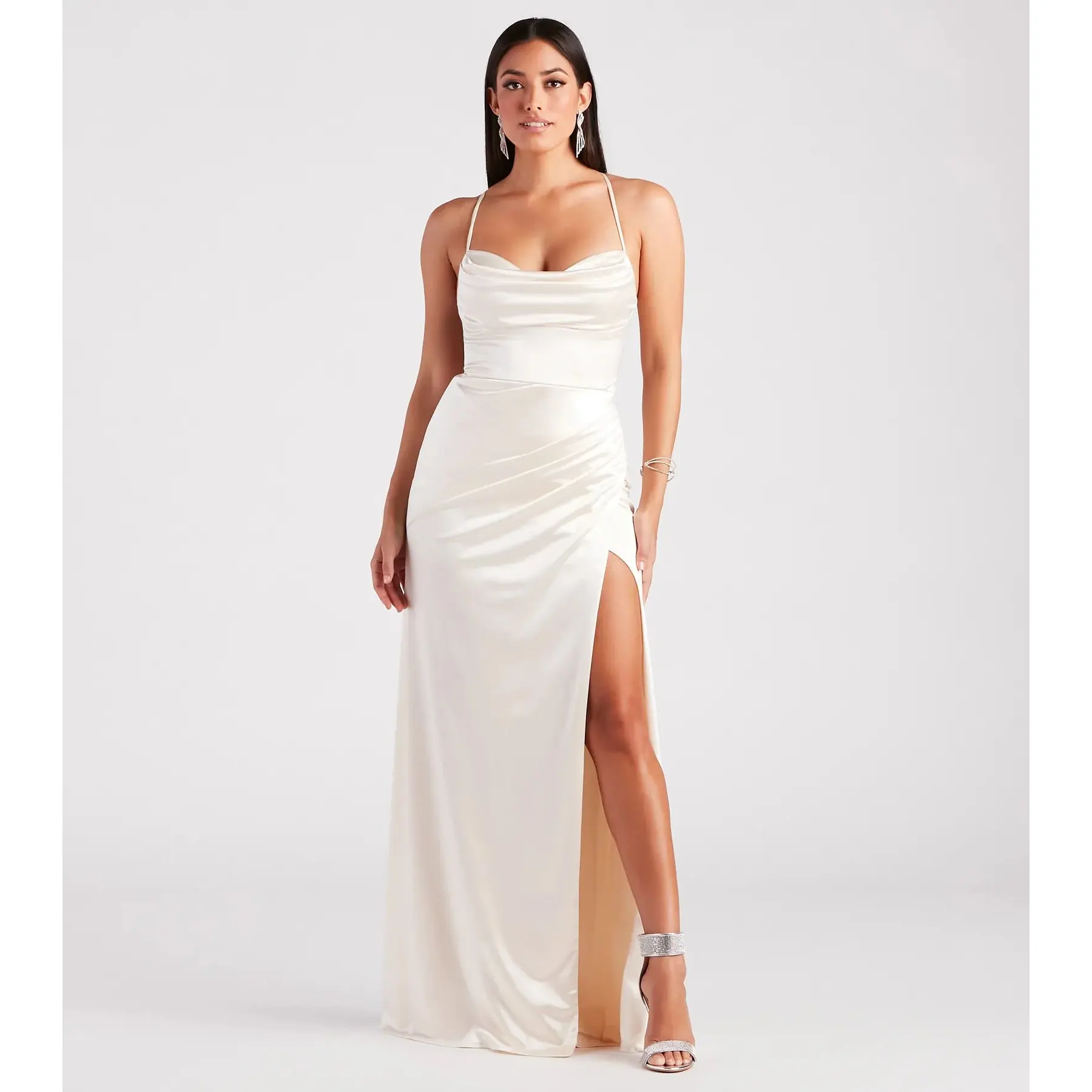 Melinda Satin Lace-Up Formal Dress - TikTok Shop