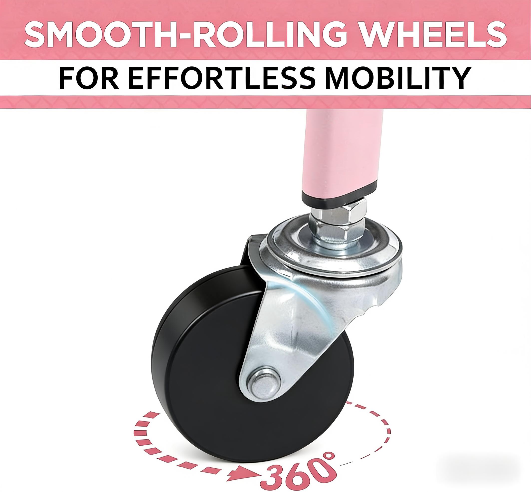 Basics 3-Tier Rolling Utility or Kitchen Cart, Lockable Wheels, Multifunctional Storage, Metal Storage Organizer, Portable, Dusty