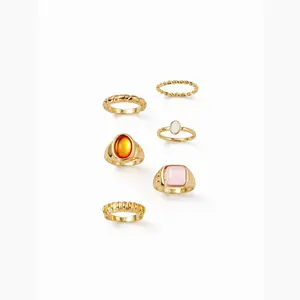 Cider 6 PCS GEMSTONE RING SET