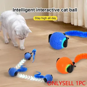 Interactive Indoor Cat Toy with Tail, Fast Moving Automatic Cat Ball, Suitable for Bored Adult Cats, 360° Rolling Ball, Adjustable Speeds
