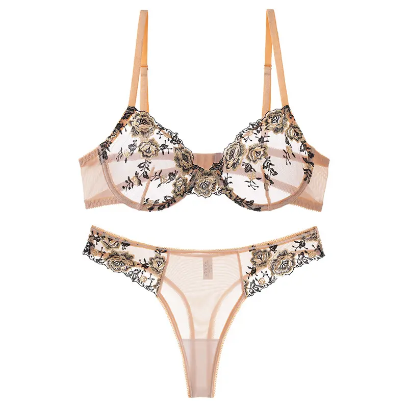 Women's Plus Size Floral Lace Lingerie Set, Sexy 2-Piece Push-Up Bra and Panty with Side Support, Female, Bra Sets, Two-Pieces