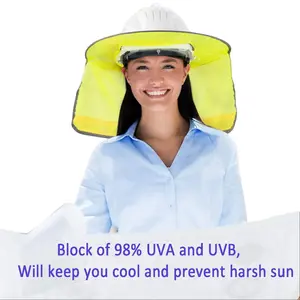 Hard Hat Sunshield Neck Cover with Reflective Strip, Full Brim Safety Helmet Sun Shade Protector for Construction, Landscaping and Outdoor Work