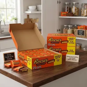 3 Packs REESE’S Peanut Butter Cups Snack Size 25 Pack 13.75oz – Milk Chocolate Candy, Individually Wrapped, Party Snacks, Halloween Treats & Office Candy