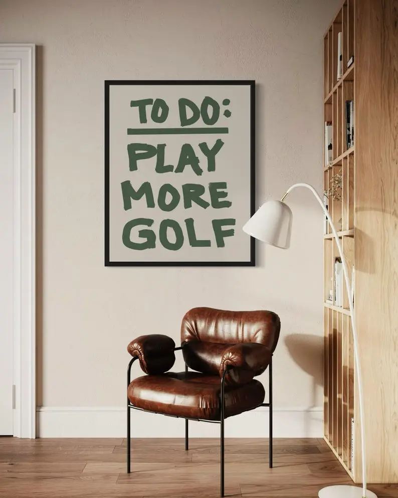 Retro Golf Print, Printable Cute Golf Wall Art, Golf Aesthetic Print, Trendy Golf Poster, Golf Quote Print, Golf Lover Gift, Play More Golf