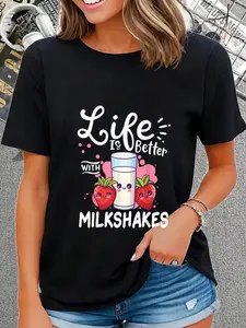 100% Cotton Funny Milkshake Designs Milkshake T-Shirt T-Shirt