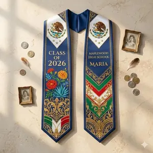 Custom Mexico Graduation Sash 2026 ,Mexico Graduation Sash,Mexican American Flag Stole, Mexican Graduation Stole, Graduation Gift