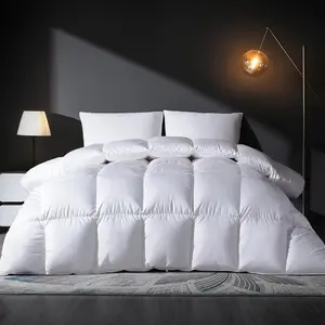 Feather Down Comforter King Size Duvet Insert, Light Weight True Baffle-Box Noiseless Bedding Comforters, Soft Bed Comforter, Medium Warmth - White, 106 X 90 in.