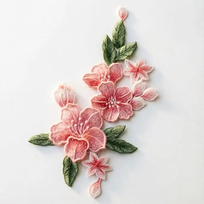 Large Pink Lily Flower Patch, Sew On Embroidered Applique for DIY Clothes | Pink Floral Applique for Jeans Decor, Home Cushion Crafts, Vintage Garment Accessories, Sewing Supplies