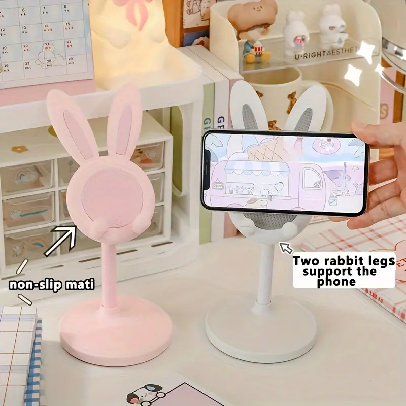 1pc Cartoon bunny desktop phone stand, tablet stand, adjustable and extendable, Phone Holder, Cellphone Holder