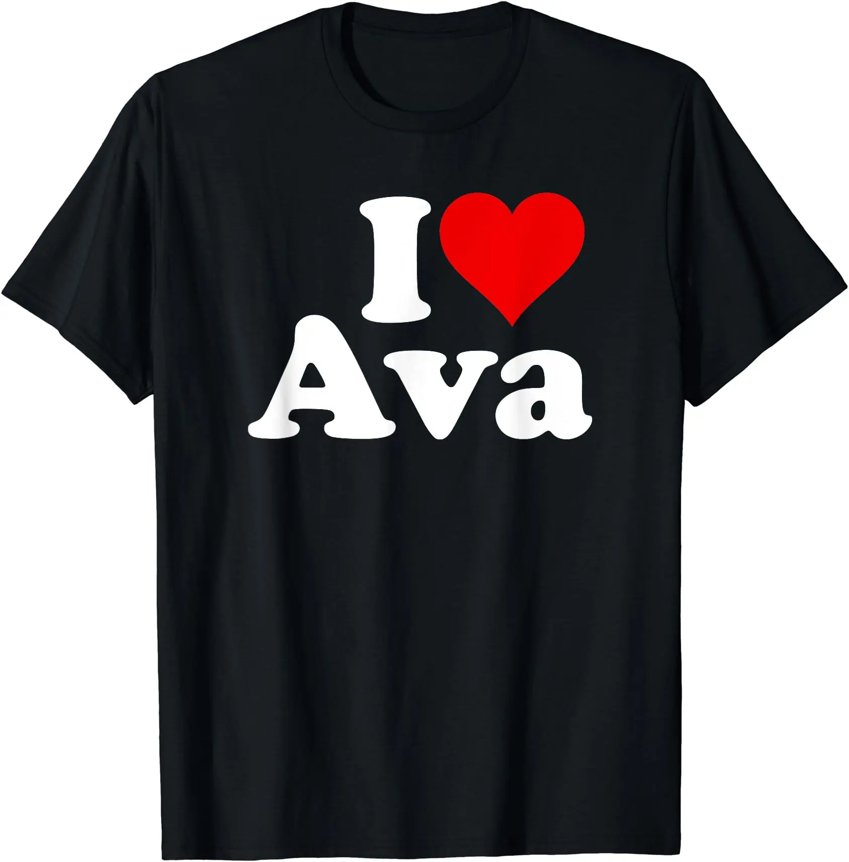 I LOVE HEART AVA T-Shirt, Unisex Cotton Tee Gifts, Size S-3XL Fabric Fit