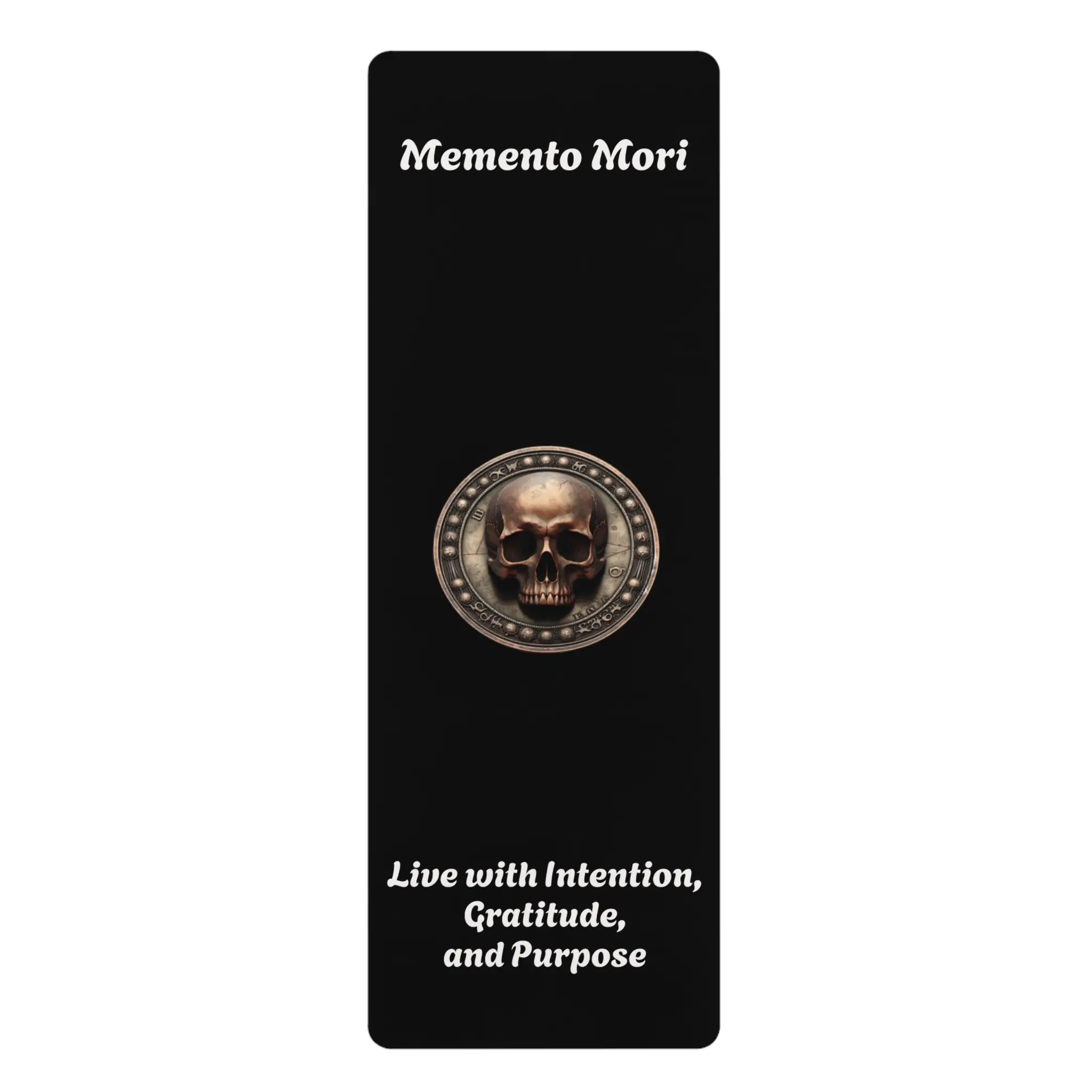 Grip Rubber Yoga Mat - "Memento Mori" - Polyester, 0.12" (3mm) 24″x70" (61cmx178cm), Anti-Slip, Impact-Absorbing for Fitness & Outdoor Use to Inspire Intentional Living, Gratitude, Purpose