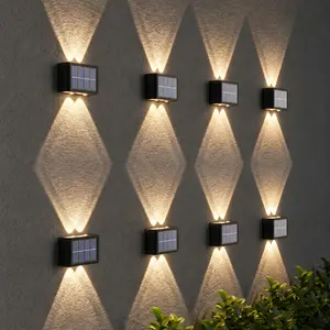 8 Pack Solar Outdoor Wall Lights, Up & Down Lighting, Auto Dusk to Dawn, IP65 Waterproof, Wireless Solar Powered Wall Lamp for Garden, Patio, Yard, Villa, Pathway (Modern Black)