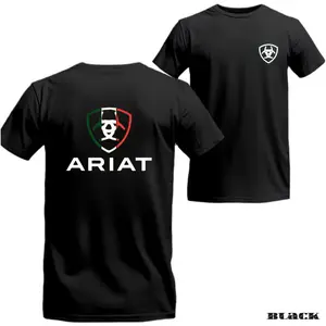 Ariat T-shirt - Featuring A Mexican Flag-inspired Logo Design, Suitable For Men And Women, Breathable Fabric Perfect For Casual Wear