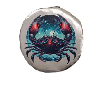 Cosmic Cancer Crab Bonnet Silver Satin with Red-and-Teal Galaxy Design for Cancer Energy and Zodiac Lovers