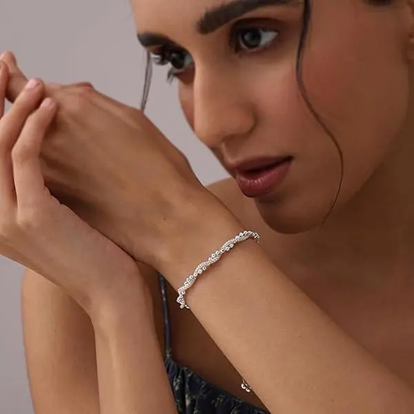 LeCalla Female 925 Sterling Silver Bolo Bracelet, Elegant Twisted Popcorn Chain with Diamond-Cut Round Ball, 10-In Adjustable, Lightweight Fashion Accessory for Daily Wear, 10 Inches