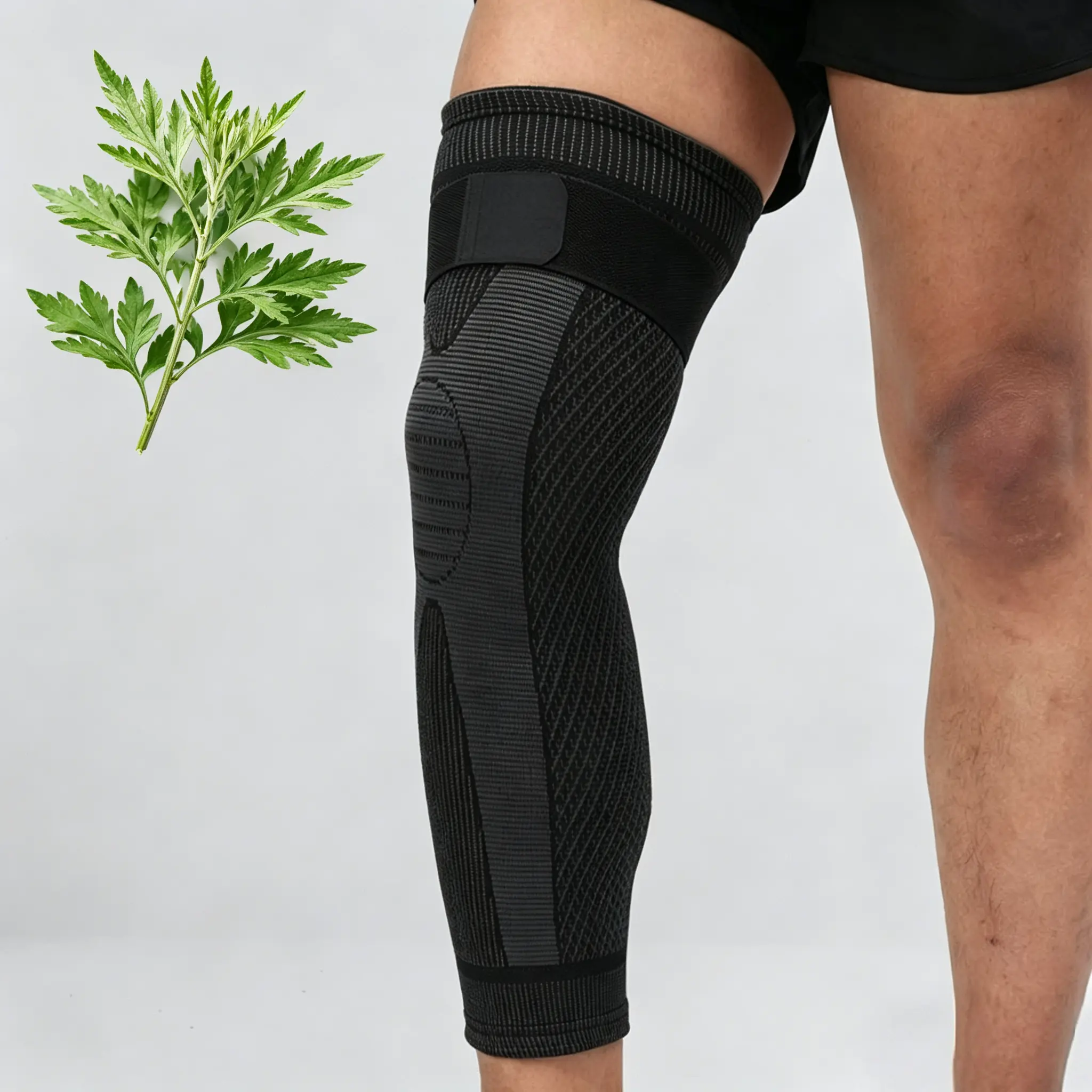 2 Pcs Mugwort Knee Protectors - Non-Slip Strap Knee Wraps, Compression Support Protective Gear for Men, 360° Surrounding Protection for Cold Leg Issues, Basketball Cycling, Knee Wrap