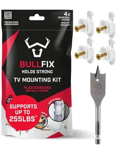 TV Kit - TV Bracket, Holds up to 255lbs, Duty Wall for, Stud & Hollow Cavity with 13/16" Bit, Duty Fixings for Televisions