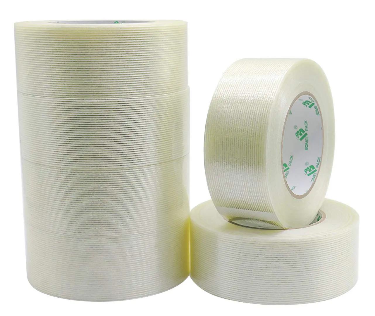 6 Reinforced ing Tape, 5.5Mil 2Inx 60Yds, Heavy Duty Fiber Strapping Adhesive aging Tape