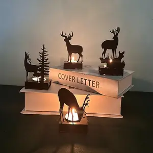 Deer Design Candle Holder, 1 Count Metal Candle Holder with Projection Shadow, Desktop Candle Holder for Home Bedroom Decor, Halloween