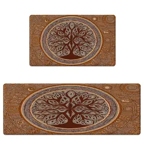 Boho Kitchen Rug Mats for Floor Cushioned Anti Fatigue Colorful Ceramic Tile Kitchen Rugs Sets of 2 Non Slip Waterproof Comfort Memory Foam Standing Floor Mat for Laundry Sink Desk