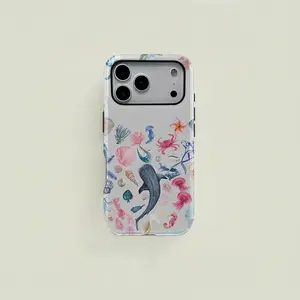 One Marine Creature Design: Seashell, Conch, Jellyfish. Simple Design, Dual-layer Protective Case, Sturdy and Durable 2-in-1,phone Case Suitable for Iphone 11/12/13/14/15/16/17 Pro Promax Plus Air and Samsung S22/S23/S24/S25 Plus Ultra. Couple Phone Case.
