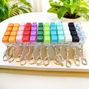 LED Glowing Mechanical Keyboard Keychain, Stress Relief Fingertip Clicker Fidget Toy with Transparent Crystal Keycaps, Portable Sensory Toy Pendant for Teens Adults, Cool Holiday Gifts