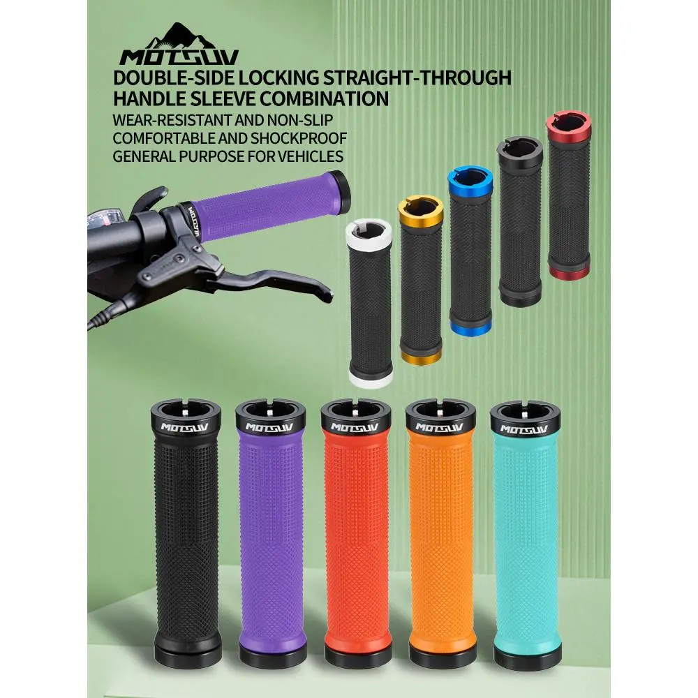 Aluminum Double Lock-on Anti-slip Rubber Bicycle Hand Grips, Bicycle Parts for Mountain Bikes, Road Bikes, Fixie Cycling