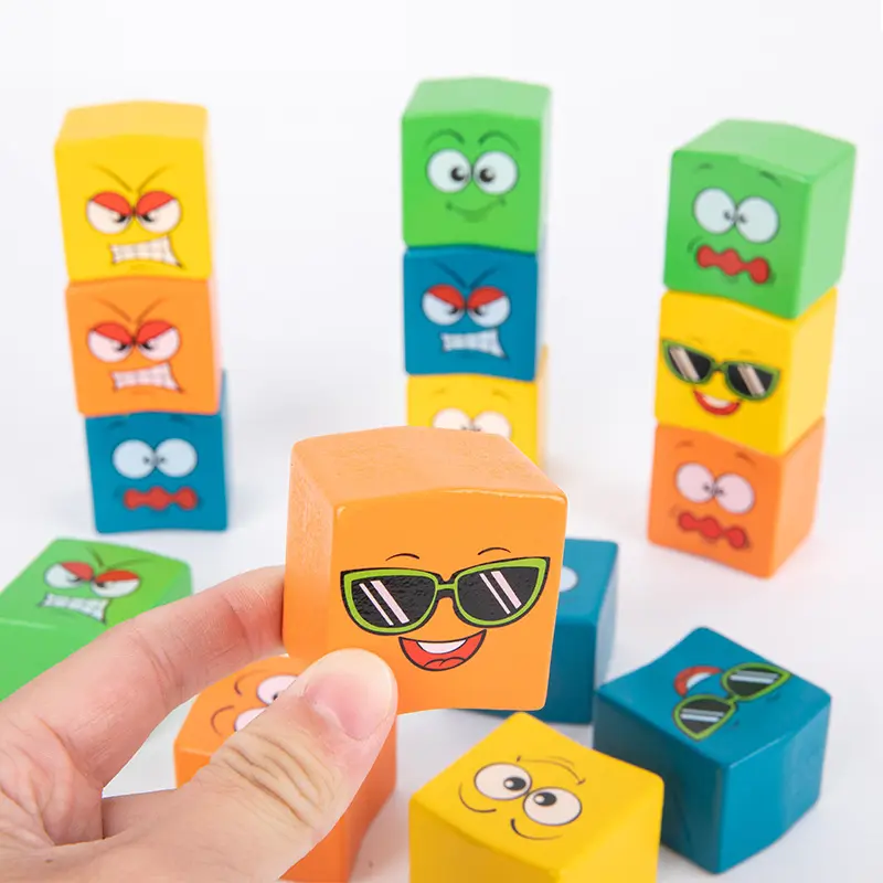 Funny Face Building Blocks Party Battle Game - Stacking Toy with Challenge Cards, Bell, Ideal for Family Reunion Activities, Festive & Party Supplies Gift