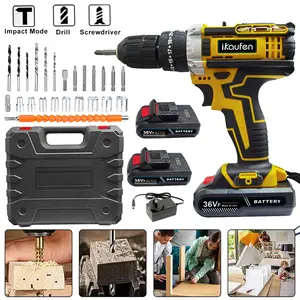 2-Battery Cordless Drill Set High-Torque Impact Drill With LED Light 2-Variable Speed Compact Charger For Home DIY Projects And Power Drive