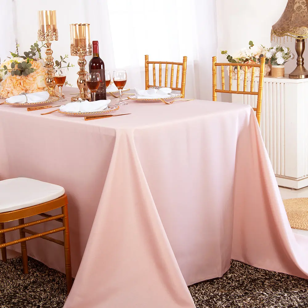 90"x132" Seamless Rectangular Economy Polyester Tablecloth - Blush Pink/Rose Gold (1pc)
