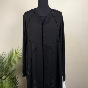 Handmade Beaded Black Abaya Outfit | Luxury Modest Evening Wear