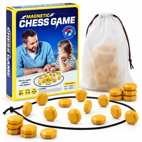 Magnetic Chess Game with 20 Stones & String, Magnet Strategy Board Game for Family Game Night, Portable Tabletop Puzzle Game for Kids & Adults, Party & Travel Game