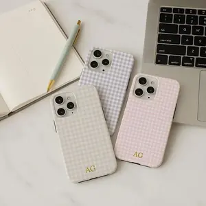 Personalized Gingham Phone Case Monogram Initials, iPhone 17 16 15 14 13 Pro Max Plus Air, Galaxy S26 S25 S24 S23 S22 S21 Google Pixel 9 8