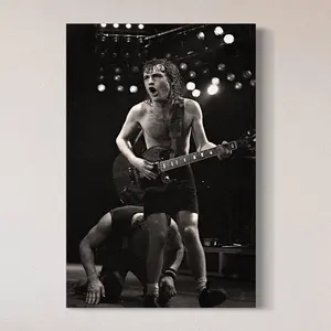 Angus Young, ACDC - Heavy Metal Classic Canvas Wall Art, Rock n Roll Band Poster Print