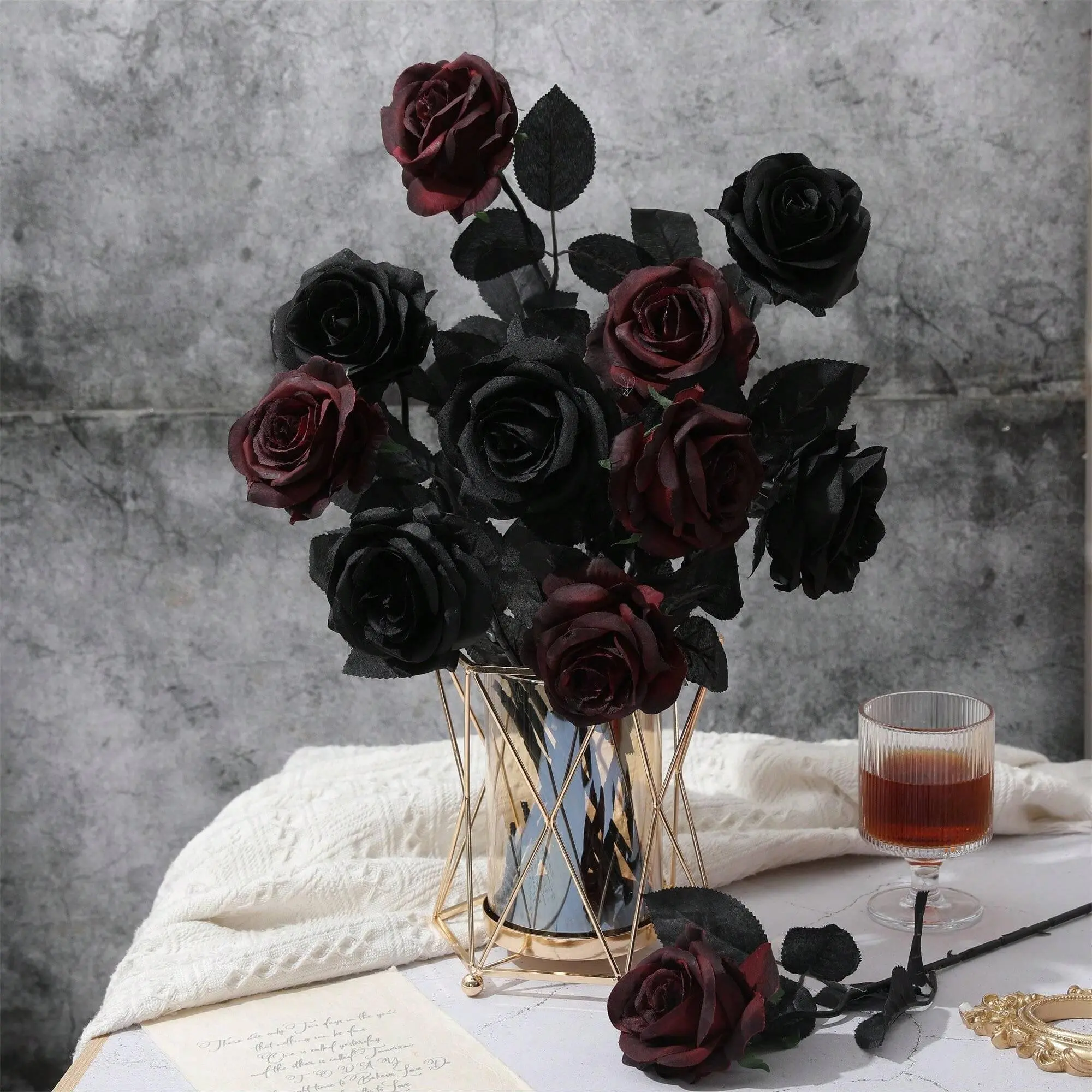 Artificial Rose Bouquet, Faux Rose Flower, Artificial Fake Flowers, Decorative Flower, Faux Flower Decorations, Artificial Flower Decoration for Home Party Wedding Anniversary Festival, Home Decor Supplies, Fruit
