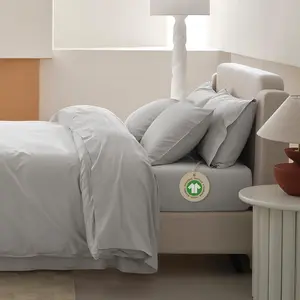 Sheets,  Sheet Set, GOTS Certified Long Staple  Bedsheets, Luxury & Soft Hotel Bed Sheets with 16 inches Deep Pocket,  India, Light Grey