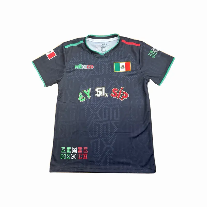 México Jersey With Black y si si - Authentic Mexican Teamwear for Soccer Fans Slim-Fitting Game Day Wear