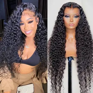 40 Inch Water Wave 13x6 HD Lace Front Wigs Human Hair Pre Plucked 180 Density Deep Part Curly Wig for Women with Hairline Water Wave Frontal Wigs Human Hair