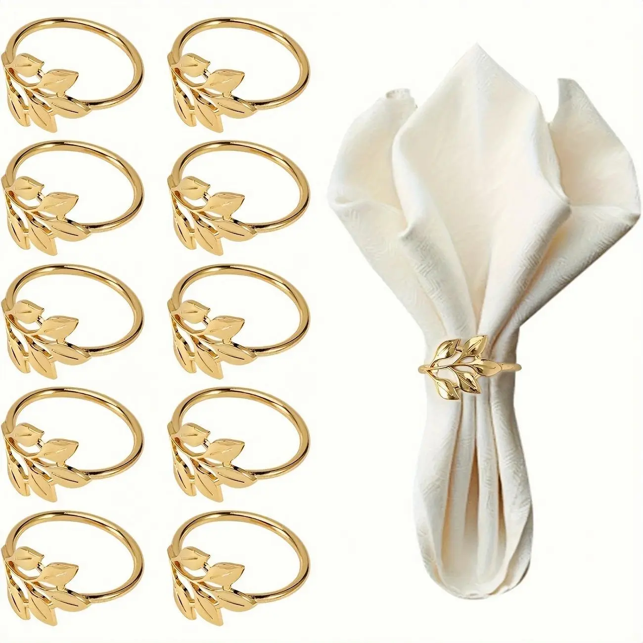 Napkin Ring Set, 10pcs/set Leaf Design Napkin Ring, Table Decoration Supplies for Wedding & Party, Home Accessories